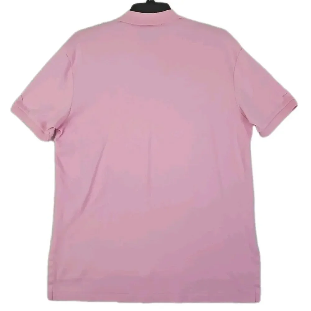 Polo Ralph Lauren ~Men's Size L~ Pink Blue Polo Shirt Pink Logo 100% Cotton.